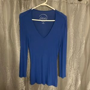 INC blue long sleeve v neck top